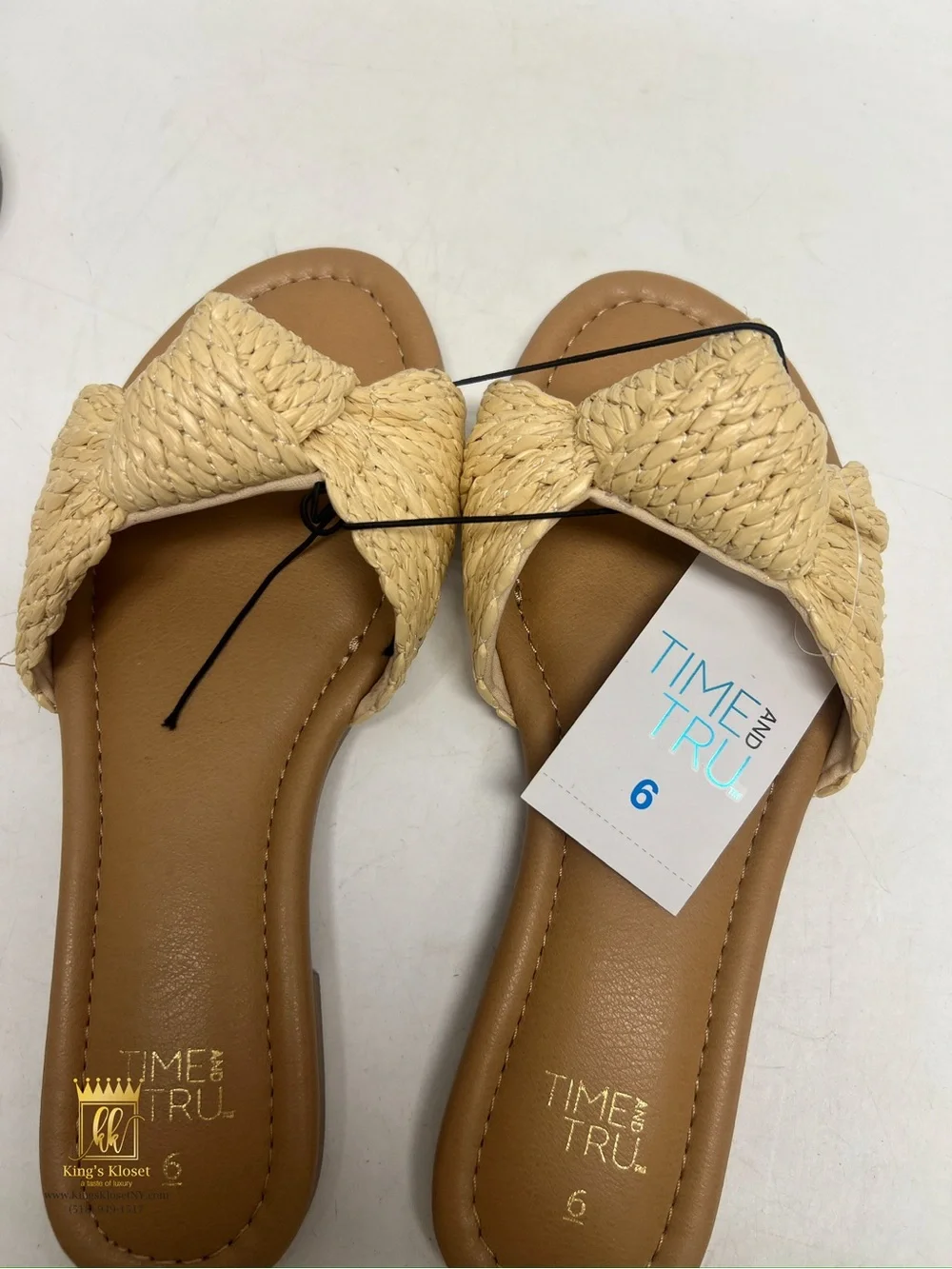 Time and Tru  Knot Slide Sandals in Tan